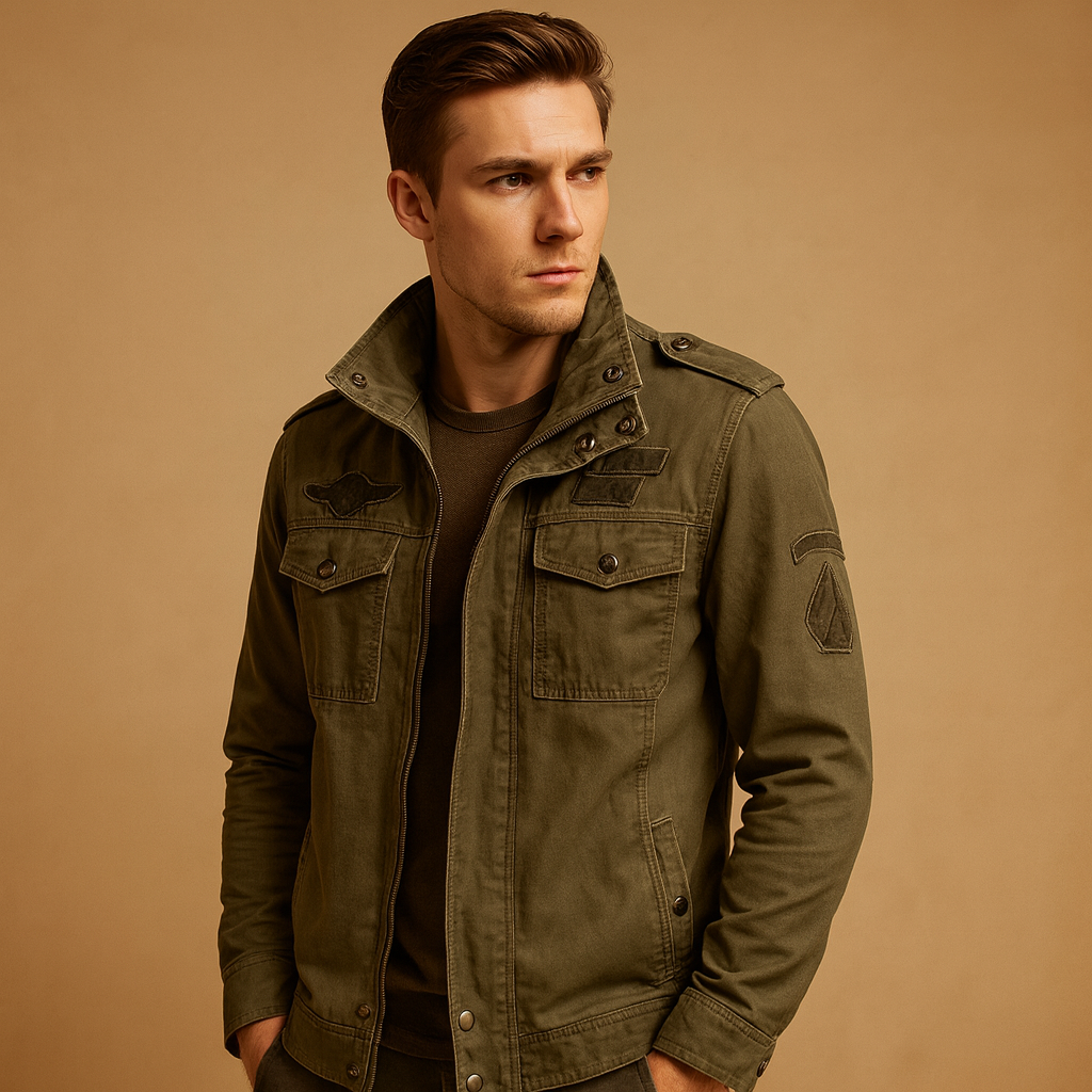 Men’s biker jacket with long sleeves and a sleek modern design, suitable for daily wear, casual outfits, and evening looks.