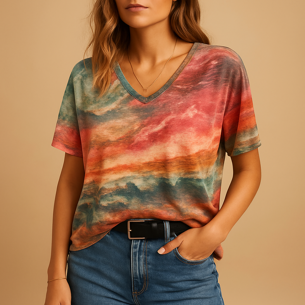 Boho style loose summer top for women with airy fit and refined details, ideal for festivals, casual outfits and warm summer days.
