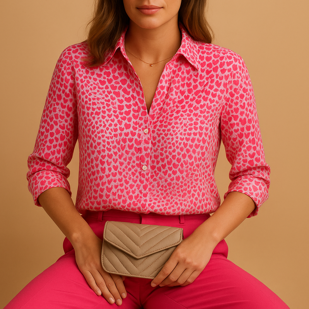 Bold print lightweight blouse for women with flattering fit, ideal for office wear, casual outfits and special occasions.