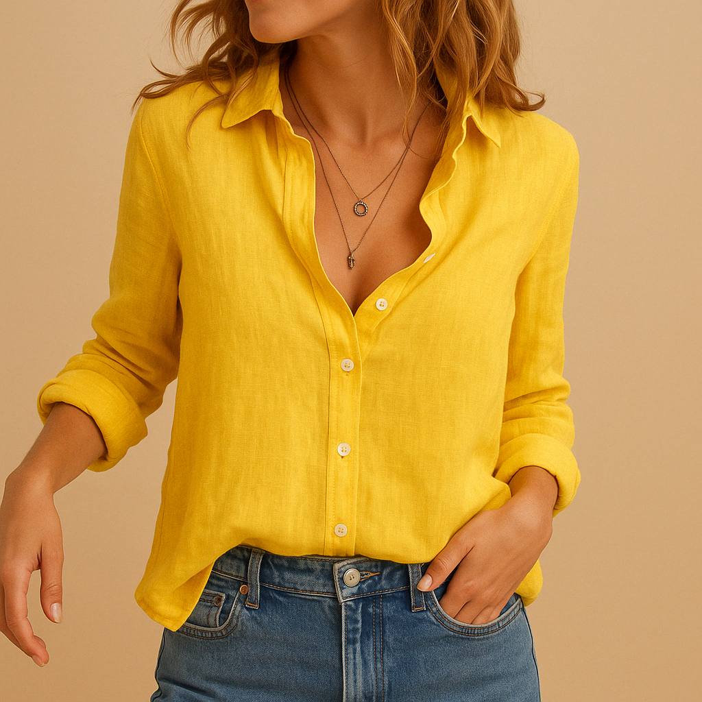 Women’s casual loose fit blouse in lightweight breathable fabric, ideal for spring and fall outfits, work, and everyday wear.
