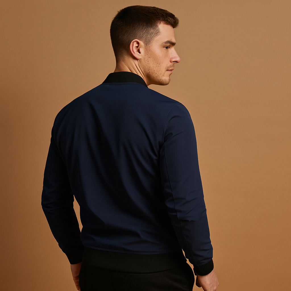 Men’s classic bomber jacket with zip closure and lightweight design, suitable for casual outfits, daily wear, and all seasons.