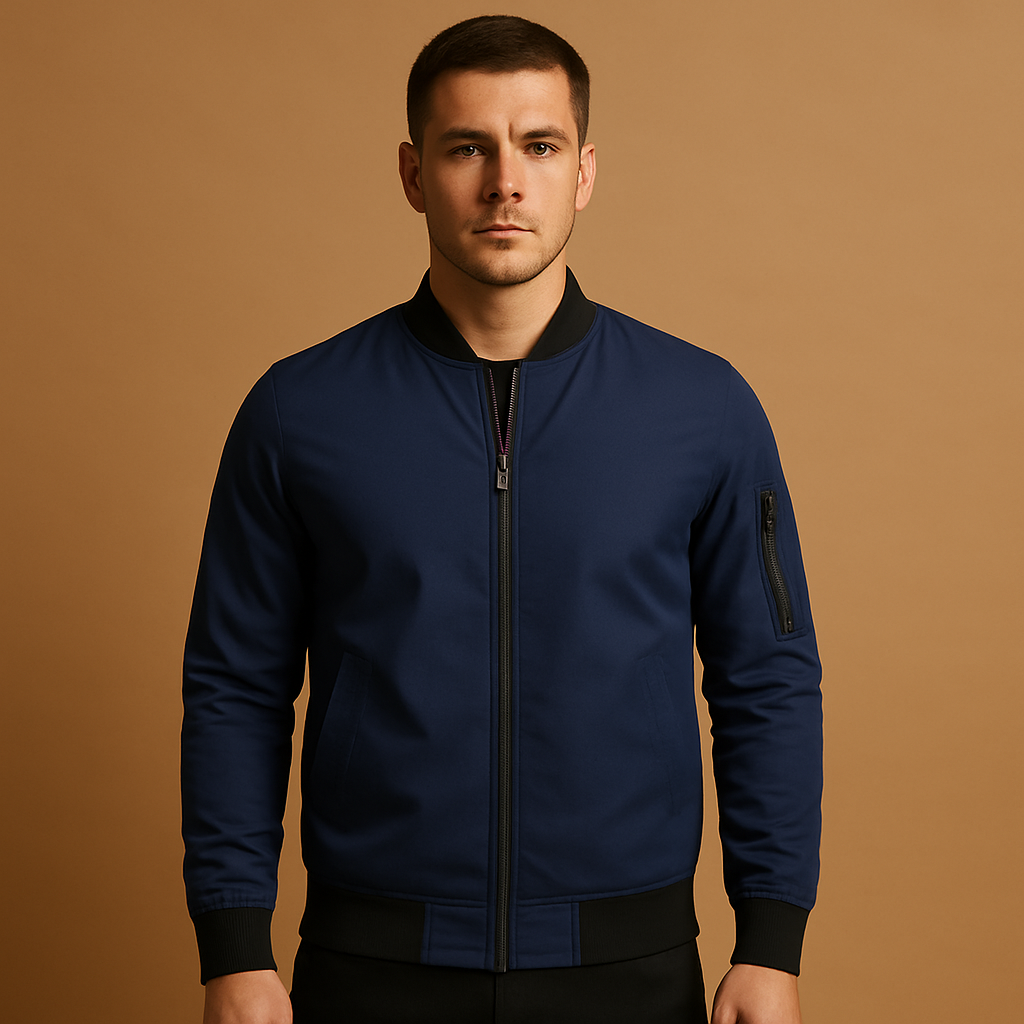 Men’s classic bomber jacket with zip closure and lightweight design, suitable for casual outfits, daily wear, and all seasons.