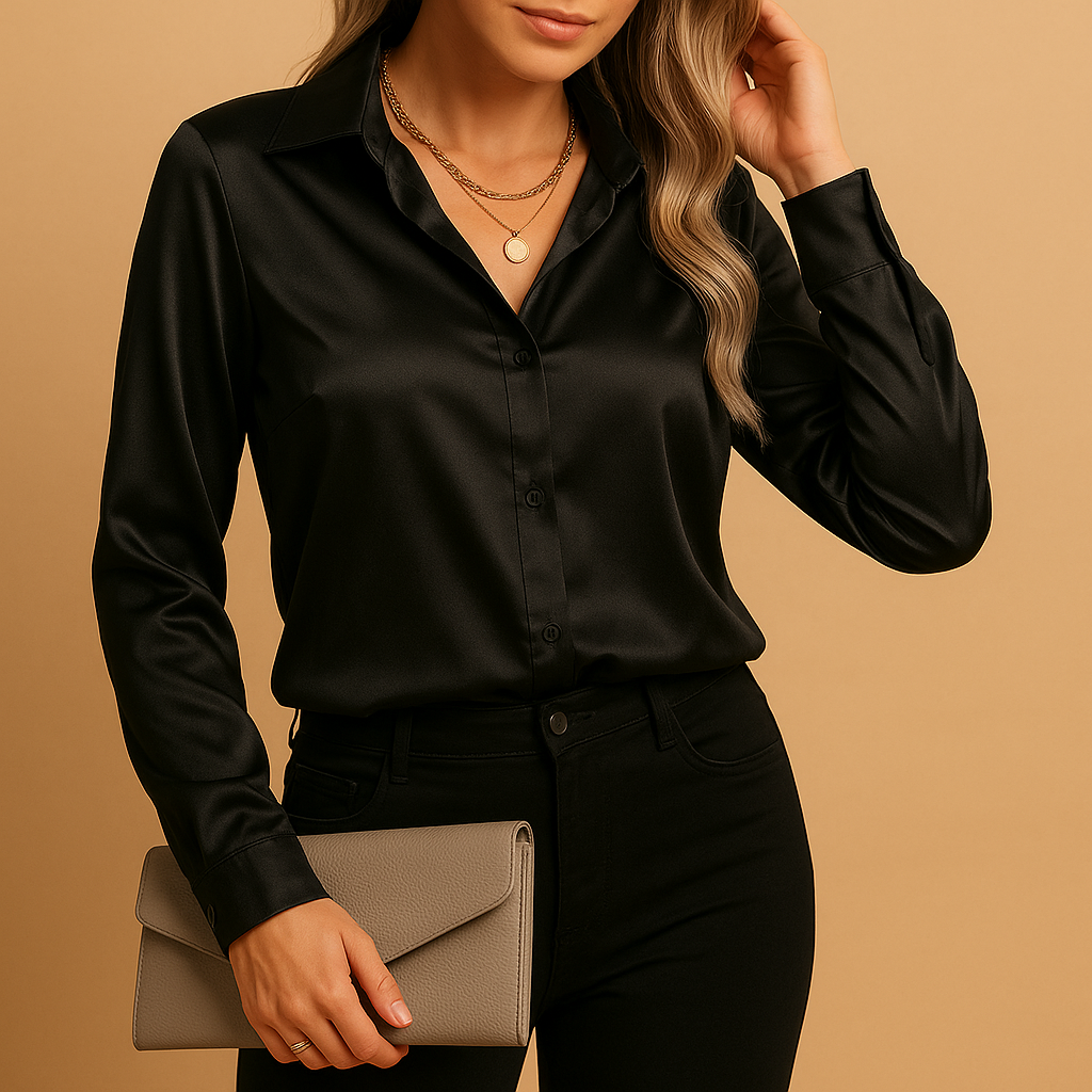 Women’s classic lightweight blouse with tailored fit and elegant design, ideal for office wear, formal occasions, and everyday outfits.