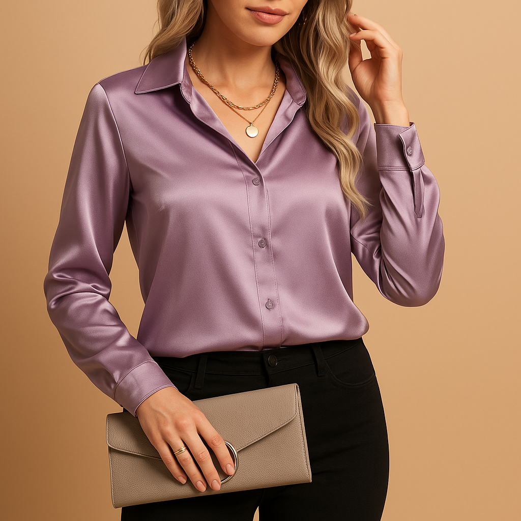 Women’s classic lightweight blouse with tailored fit and elegant design, ideal for office wear, formal occasions, and everyday outfits.