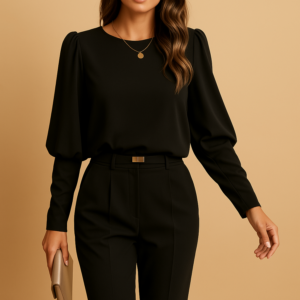 Women’s classic long sleeve blouse in autumn shades, lightweight and breathable, perfect for office wear, casual outings, and formal occasions.