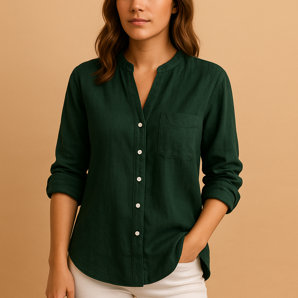 Women’s classic long sleeve button down shirt with tailored fit and collar, perfect for office wear and smart casual outfits.