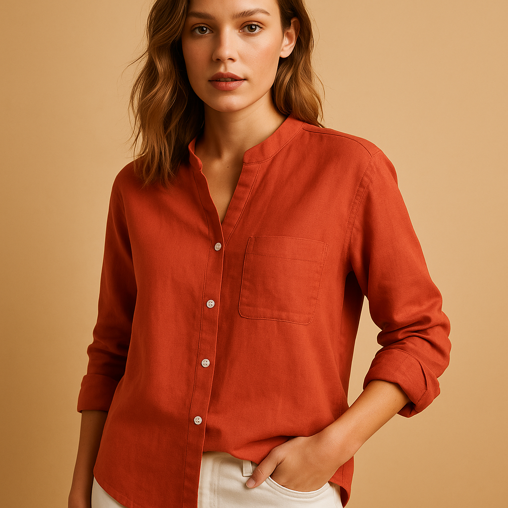 Women’s classic long sleeve button down shirt with tailored fit and collar, perfect for office wear and smart casual outfits.