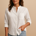 Women’s classic long sleeve button down shirt with tailored fit and collar, perfect for office wear and smart casual outfits.