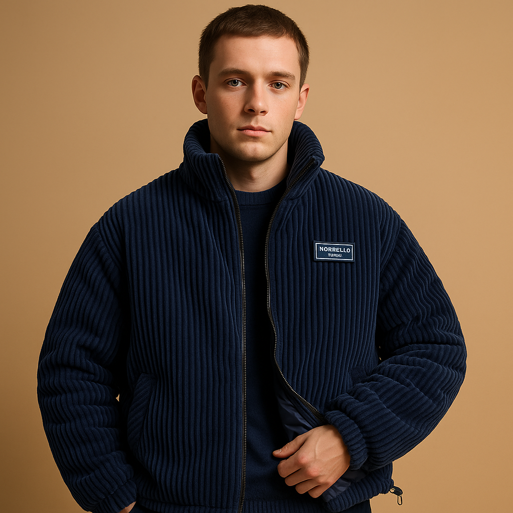 Men’s corduroy jacket with a warm lining and comfortable fit, suitable for cold days, casual outfits, and everyday wear.