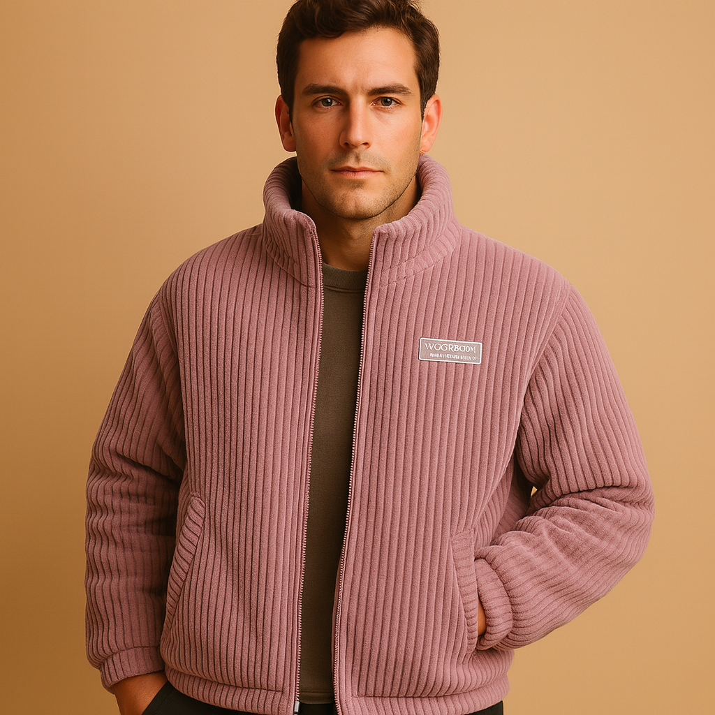 Men’s corduroy jacket with a warm lining and comfortable fit, suitable for cold days, casual outfits, and everyday wear.