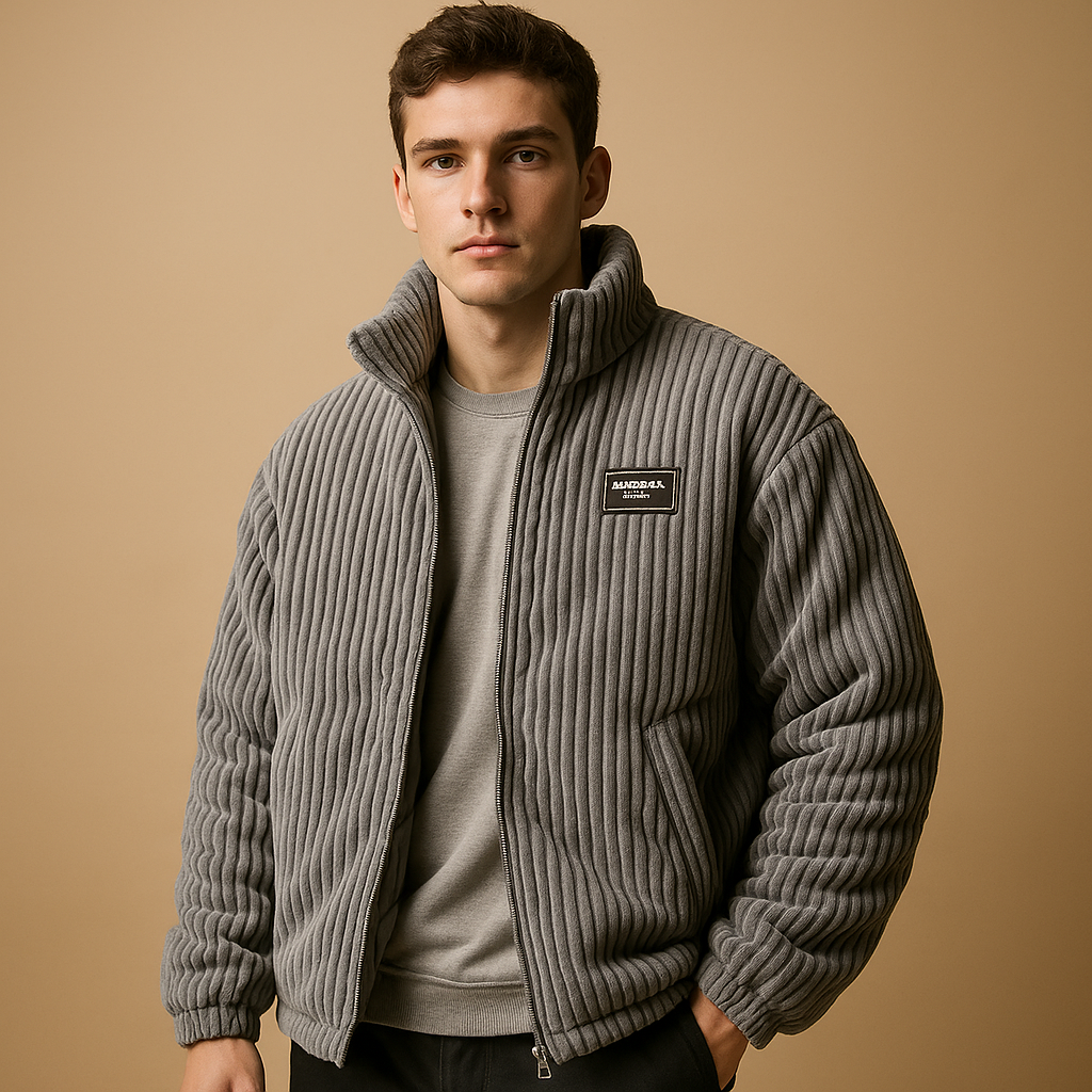 Men’s corduroy jacket with a warm lining and comfortable fit, suitable for cold days, casual outfits, and everyday wear.