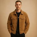 Men’s corduroy jacket with a relaxed fit and versatile design, suitable for everyday wear, casual outings, and multiple seasons.