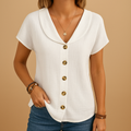 Women’s elegant button down blouse with classic collar and breathable fit, suitable for work, casual outfits, and semi-formal occasions.