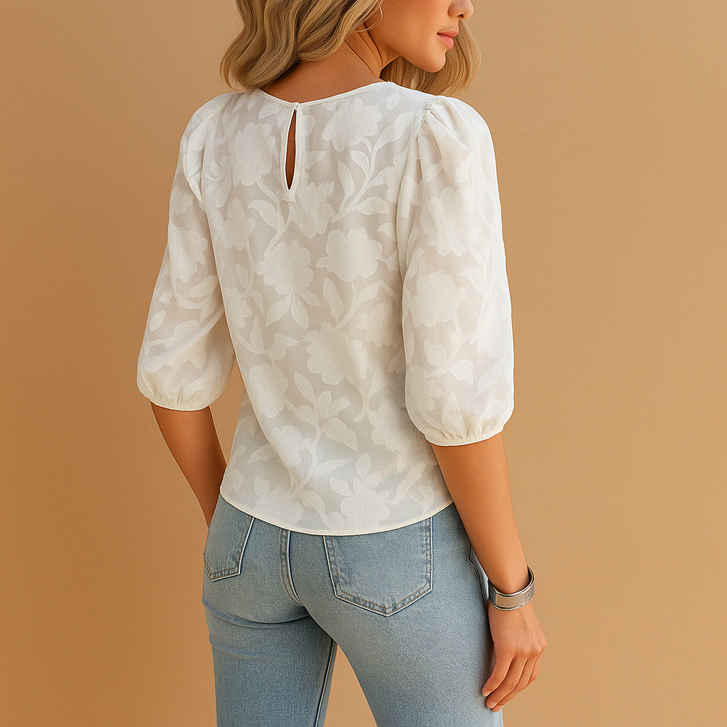 Elegant floral top for women with a flattering fit, suitable for casual outfits and formal occasions.