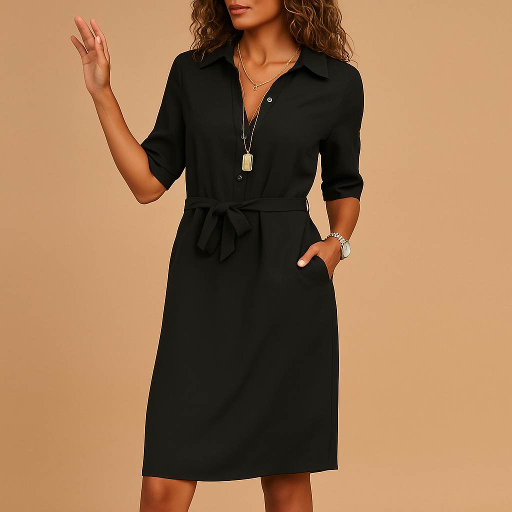 Elegant modern dress for women with a flattering fit, suitable for work, everyday wear, and evening occasions.