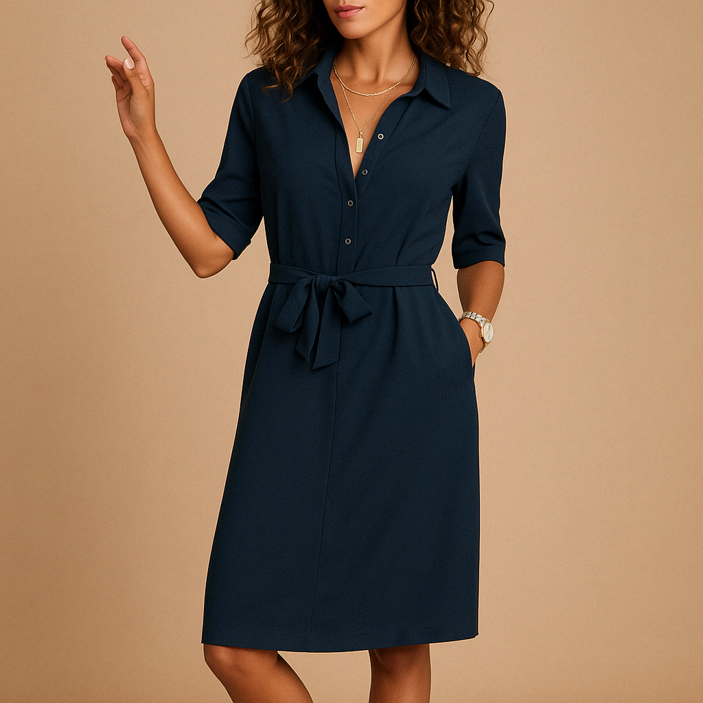 Elegant modern dress for women with a flattering fit, suitable for work, everyday wear, and evening occasions.