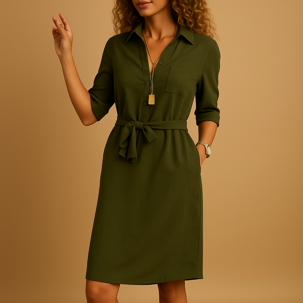 Elegant modern dress for women with a flattering fit, suitable for work, everyday wear, and evening occasions.
