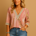 Women’s elegant tailored blouse with flattering feminine fit, ideal for office wear, business meetings, dinners, and casual chic outfits.