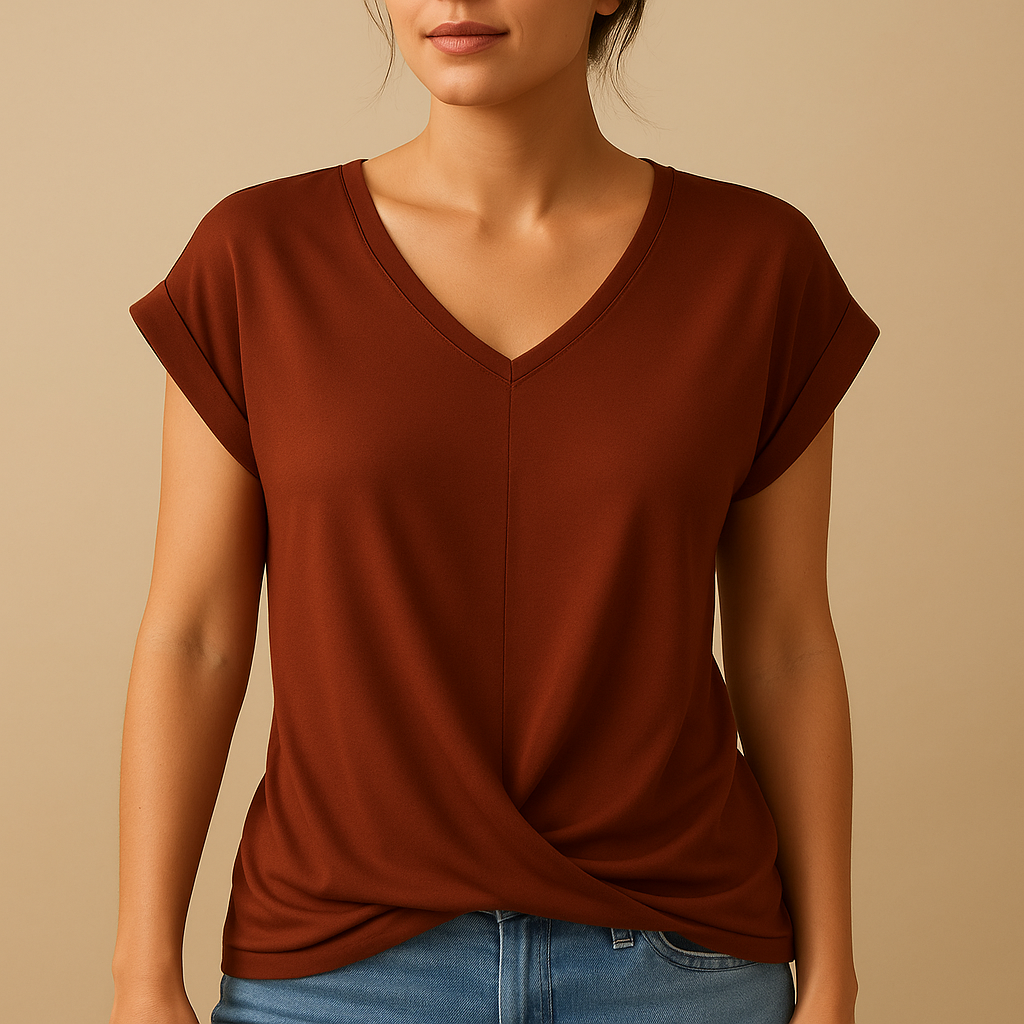 Elegant V-neck blouse with timeless fit for women | Celestine