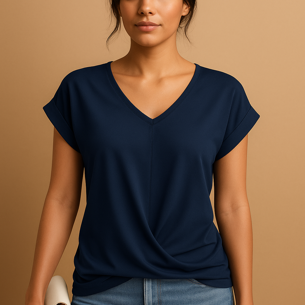 Women’s elegant V-neck blouse with tailored fit and lightweight design, ideal for office wear, casual outings, and versatile styling.