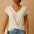 Women’s elegant V-neck blouse with tailored fit and lightweight design, ideal for office wear, casual outings, and versatile styling.
