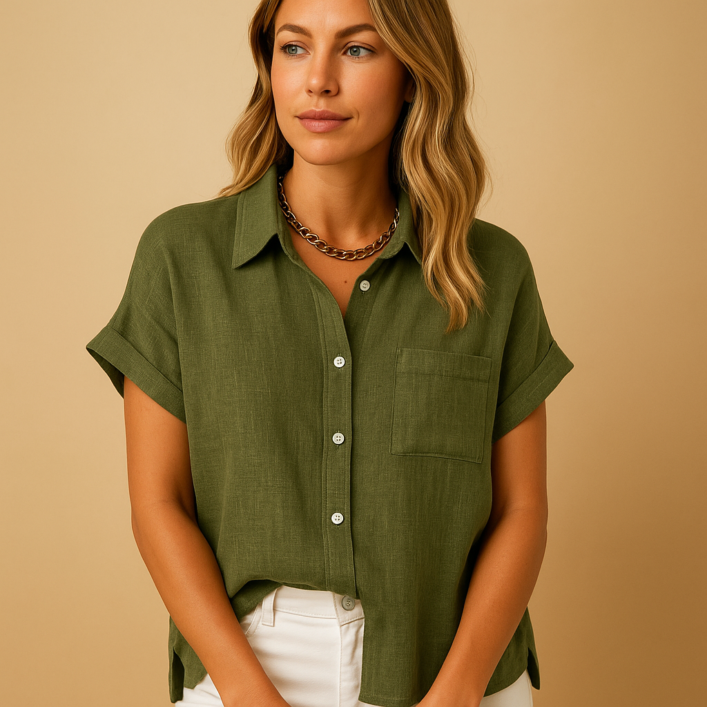 Lightweight summer blouse for women with breathable fabric and casual chic fit, ideal for warm days, summer outfits and elegant occasions.