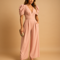Long elegant jumpsuit for women with a tailored fit and flowing silhouette, suitable for galas, dinners, and formal occasions.