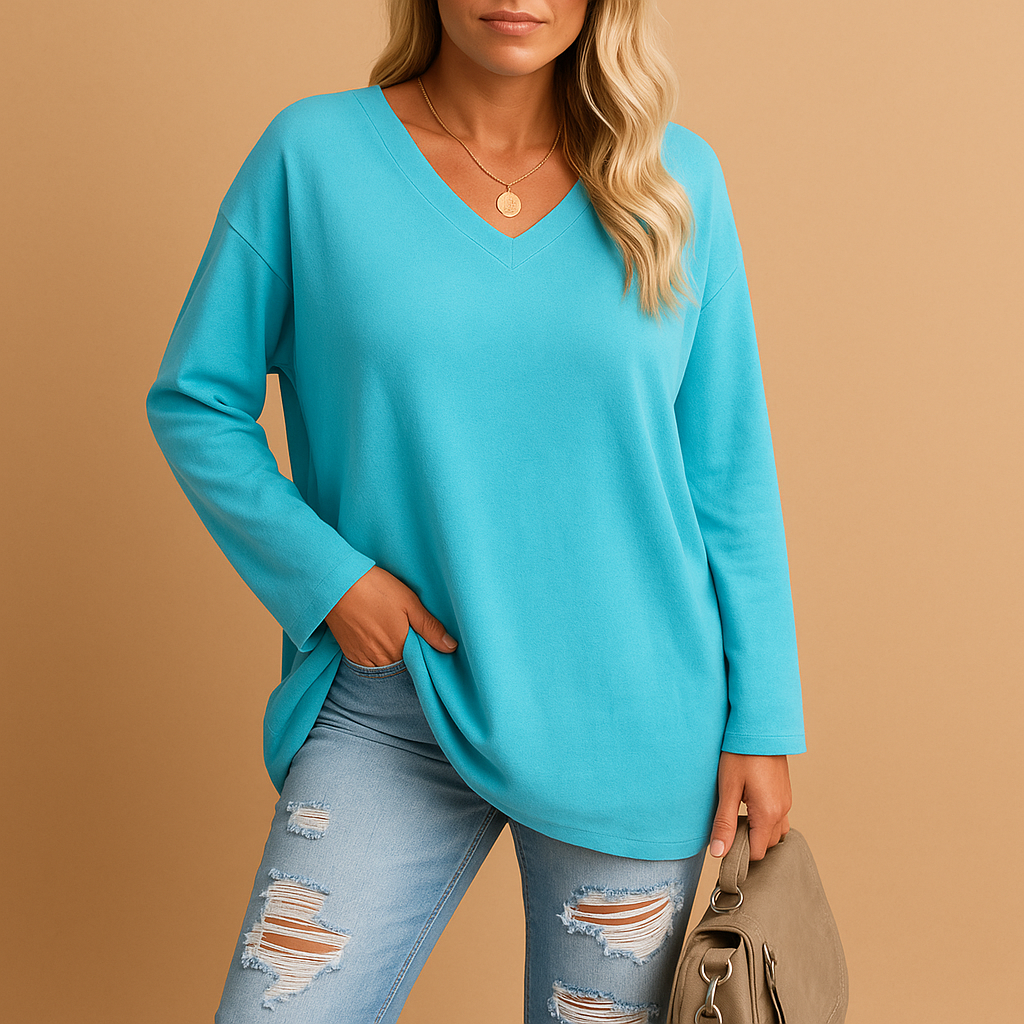 Women’s loose fit summer top with round neckline and short sleeves, ideal for casual outings, vacations, and stylish summer outfits.