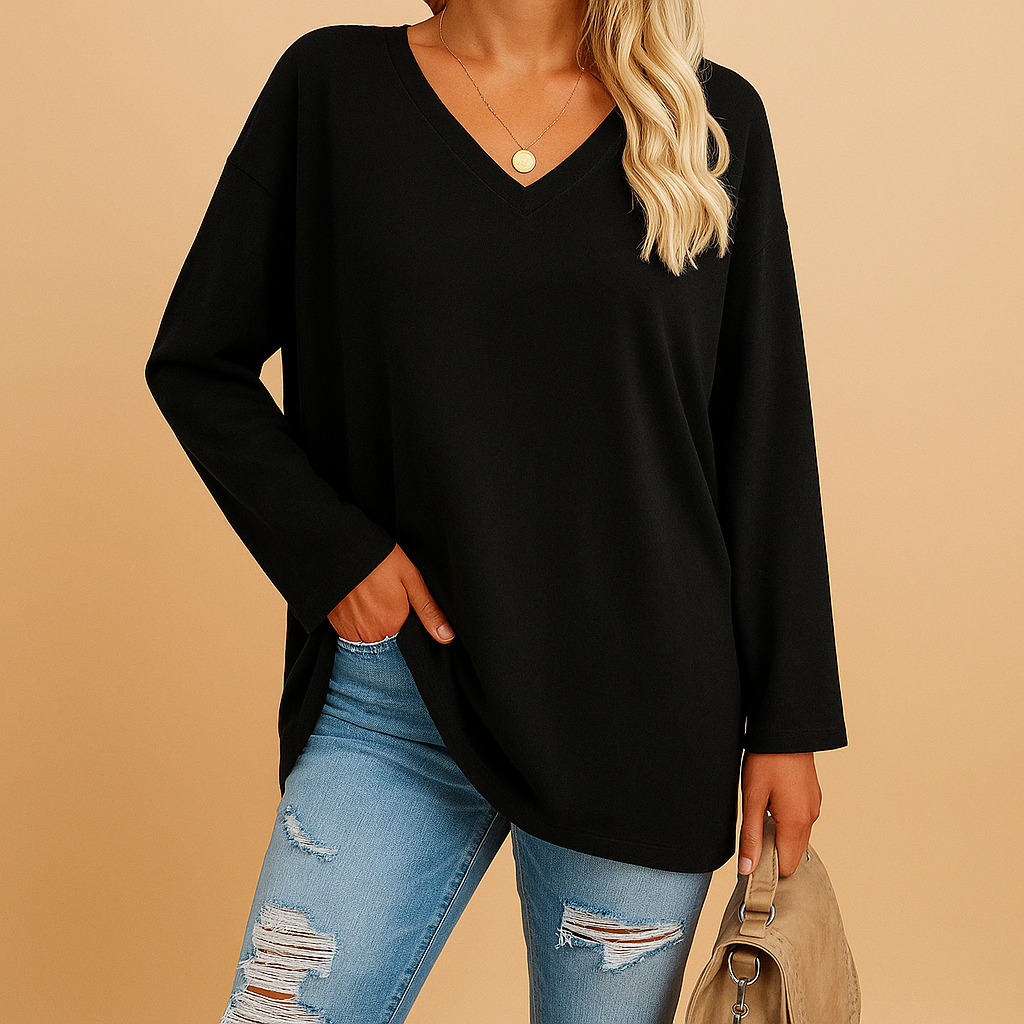 Women’s loose fit summer top with round neckline and short sleeves, ideal for casual outings, vacations, and stylish summer outfits.