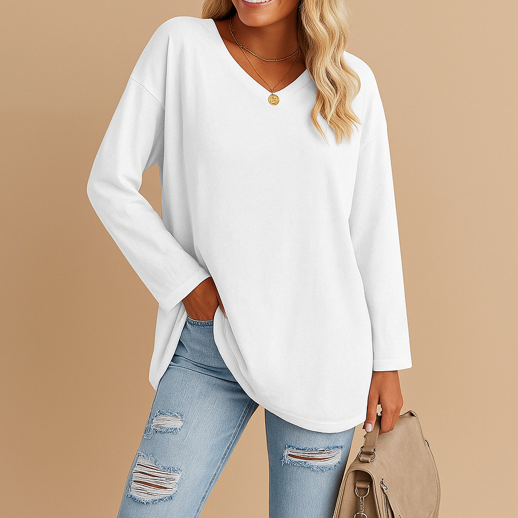 Women’s loose fit summer top with round neckline and short sleeves, ideal for casual outings, vacations, and stylish summer outfits.