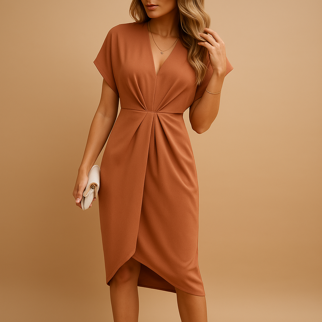 Midi wrap dress for women with an elegant fit, suitable for work, social gatherings, and dinner dates.