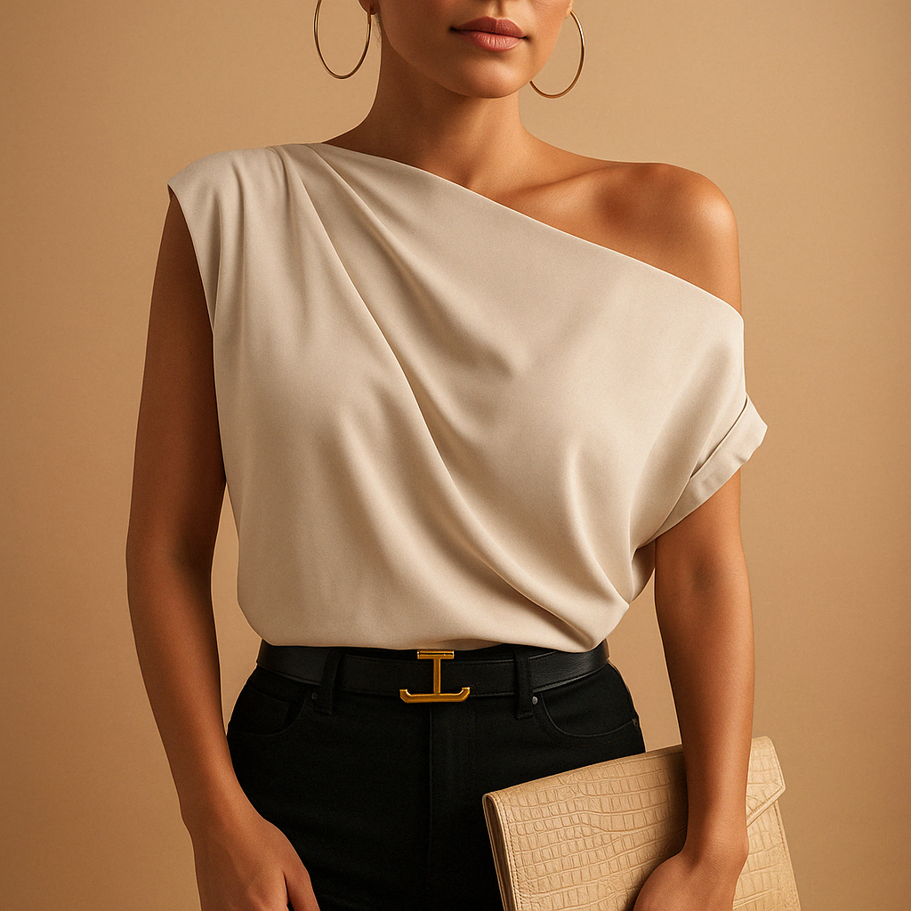Off shoulder batwing sleeve top for women in beige with loose fit, ideal for casual summer days and evening outings.