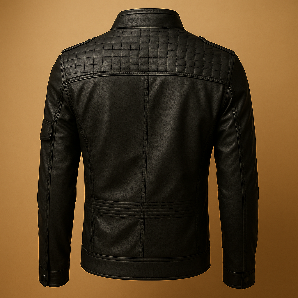 Quilted jacket for men with a stand-up collar and zip pockets, offering a refined look and comfortable fit for everyday and formal wear.