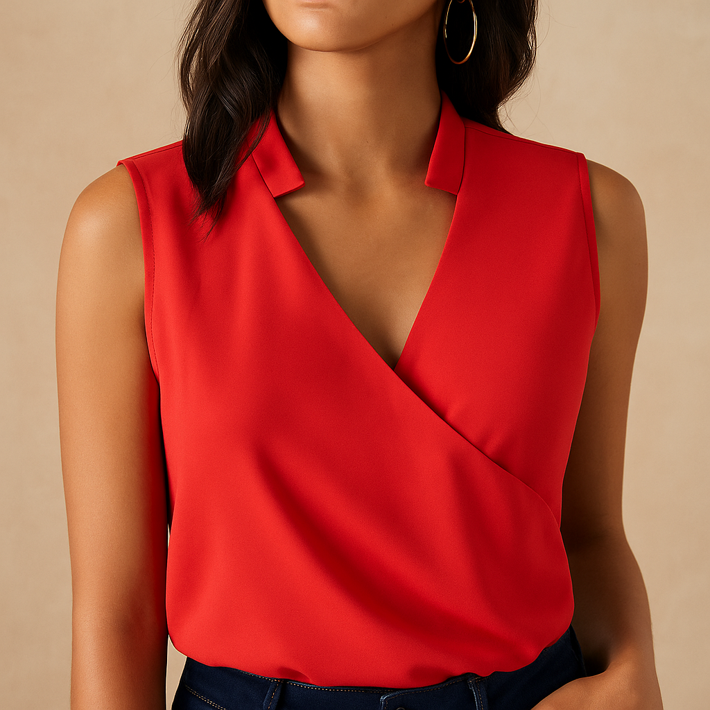 Sleeveless summer top for women in beige, white and black with relaxed fit, perfect for warm days, casual outfits and layered office looks.