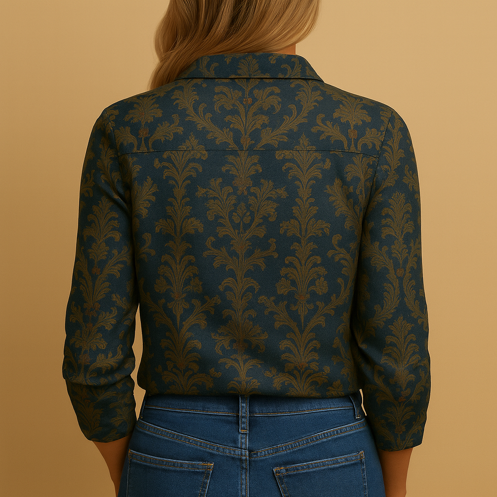 Tailored autumn blouse for women in warm fall colors with flattering fit and breathable fabric, ideal for office and seasonal outfits.