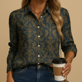 Tailored autumn blouse for women in warm fall colors with flattering fit and breathable fabric, ideal for office and seasonal outfits.