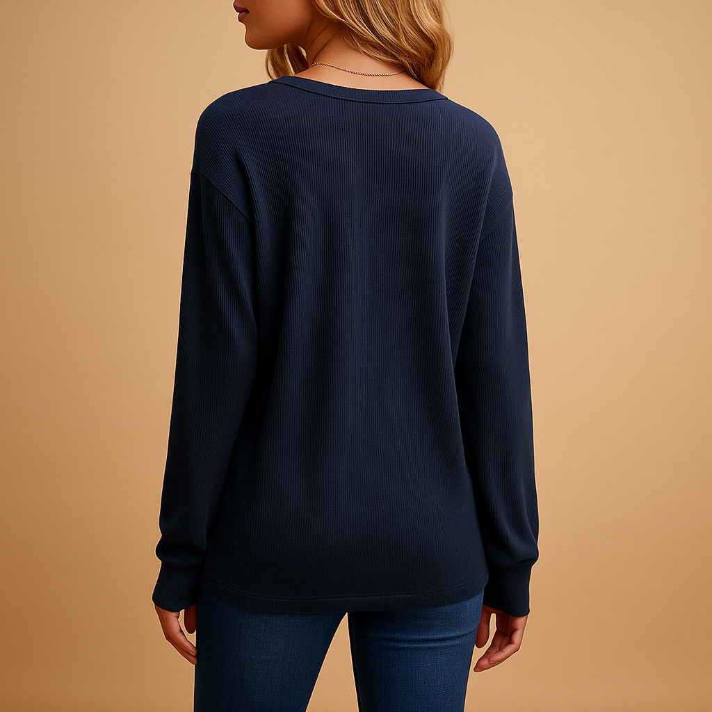 V-neck blouse for women with button details in black, white, red, green and dark blue, featuring a loose comfortable fit for office and everyday wear.